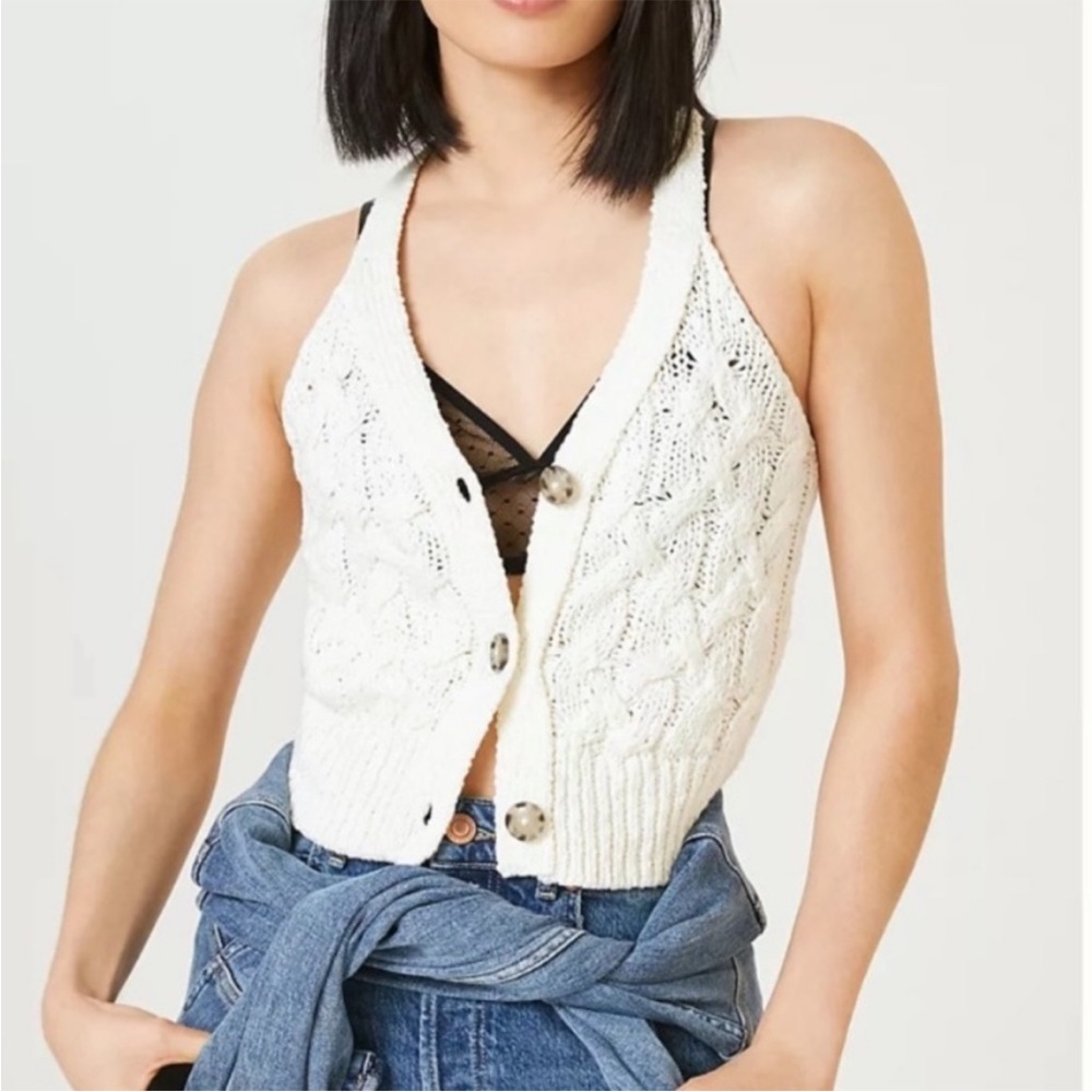 NWOT Pilcro Anthropologie Cream Sweater Vest Tank XS - Picture 2 of 10